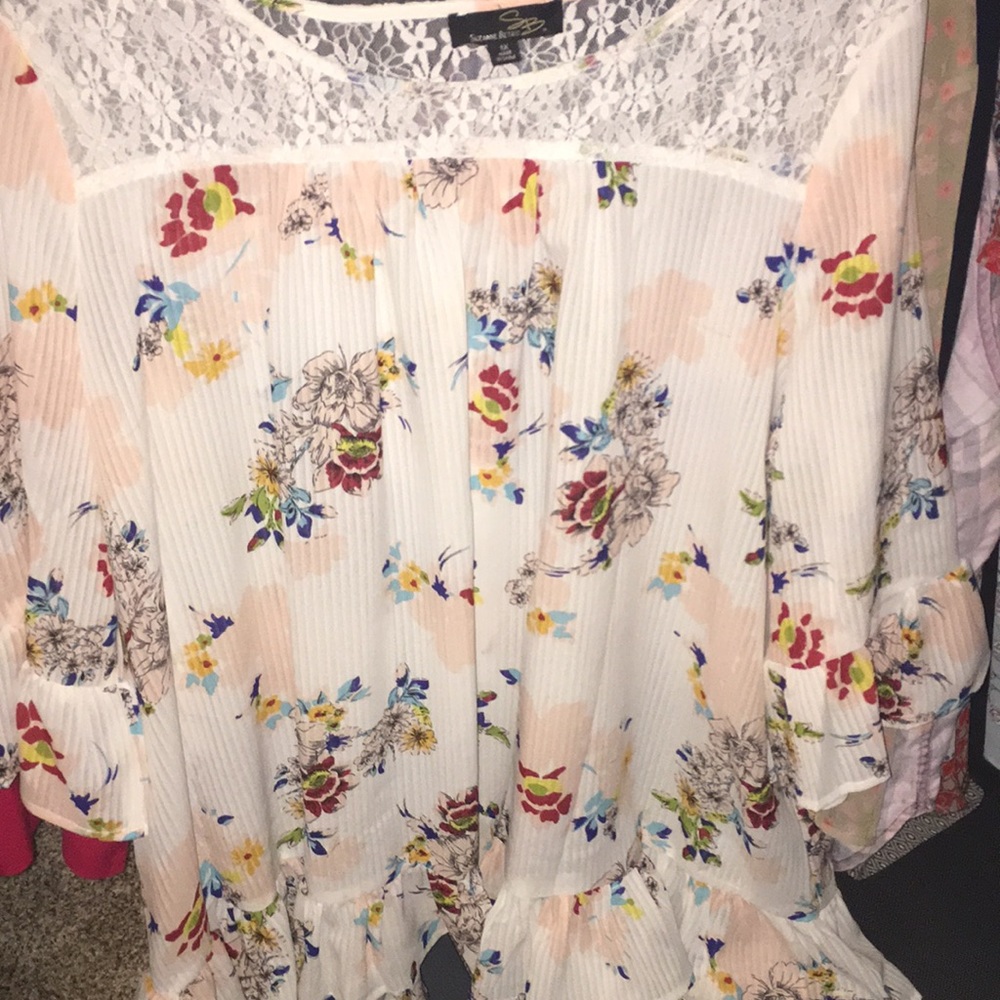 Flower Lacey sheer blouse